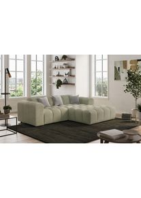 Ecksofa COTTA "Rocco L-Form, B: 248 cm, modernes Bubble-Sofa, gro&szlig;z&uuml;giger Sitzkomfort", beige (gr&uuml;n), B:248cm H:73cm T:93cm, 92% POLYESTER (PES) / 8% POLYAMID (PA), Sofas, Ecksofa, Wohnlandschaft-Charakter, frei stellbar, modernes Design