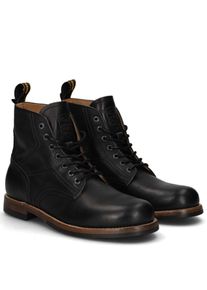 PME-Legend Schn&uuml;rstiefelette PME LEGEND "APU", Herren, Gr. 44, schwarz, Glattleder, unifarben, Basic, Schuhe Schn&uuml;rstiefelette, Schn&uuml;rboots, Stiefelette mit praktischer Anziehlasche