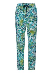 Stoffhose GOLDNER "Kurzgr&ouml;&szlig;e Florale Schlupfhose SARA gr&uuml;n", Damen, Gr. 23, K-Gr, gr&uuml;n (graugr&uuml;n, gemustert), Obermaterial: 100% Viskose CV., gerade, Hosen Stoffhose, seitlich Eingriffstaschen