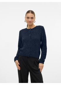 V&eacute;ro Moda Strickjacke VERO MODA "VMNOVAH LS O-NECK BUTTON CARDI GA NOOS", Damen, Gr. XS, blau (navy blazer), Strick, Obermaterial: 85% Polyester, 7% Polyacryl, 5% Wolle, 3% Elasthan, unifarben, regular fit h&uuml;ftlang, Rundhals, Strickjacken Strickjacke, Materialmix, regular fit