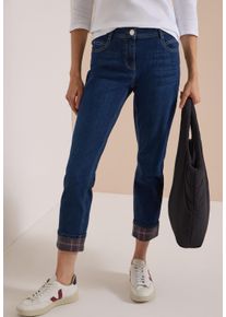 Straight-Jeans Cecil "Style Scarlett", Damen, Gr. 26, L&auml;nge 30, blau (dunkelblau wash), Denim/Jeans, Obermaterial: 77% Baumwolle, 20% Polyester, 3% Elasthan. Futter: 52% Polyester, 48% Baumwolle, unifarben, normal lang, Jeans Straight-Jeans, mit Turn-Up-Detail