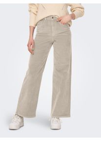 Cordhose Only "ONLHOPE GLOBAL HW WIDE CORD PNT NOOS", Damen, Gr. 36, L&auml;nge 32, beige (oatmeal), Cord, Obermaterial: 98% Baumwolle, 2% Elasthan, lang, Hosen Cordhose, Baumwollmischung
