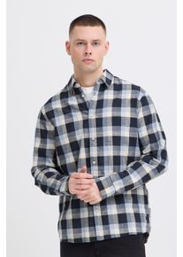 Langarmhemd Blend "BHDARIS SLUB CHECK", Herren, Gr. L, N-Gr, blau (salute), Web, Obermaterial: 100% Baumwolle, kariert, regular fit normal, Hemden Langarmhemd, kariertes Design, mit Markenlabel, aus Baumwolle, Regular Fit