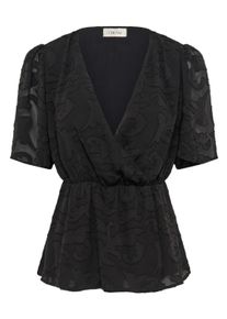 Kurzarmbluse Cream "Damen Bluse kurzarm CRMisandra", Damen, Gr. 42, schwarz (pitch schwarz), Obermaterial: 100% Polyester PES., Blusen Kurzarmbluse