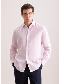 Leinenhemd Seidensticker "Schwarze Rose", Herren, Gr. M (39), normale &Auml;rmell&auml;ngen, rosa (ros&eacute;), 100% Leinen, unifarben, regular fit, 2-Knopf-Manschette, Hemden Leinenhemd, Regular 1/1 Kentkragen Uni