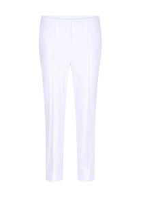 Stretch-Hose GOLDNER "Elegante 7/8-Hose mit Biesen", Damen, Gr. 50, N-Gr, wei&szlig;, Obermaterial: 67% Baumwolle CO. 28% Polyamid PA. 5% Elasthan EL., schmal, Hosen Stretch-Hose, kleiner Schlitz am Beinabschlu&szlig;