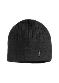 Strickm&uuml;tze CAPO, Herren, schwarz, Strick, Wollmischung, unifarben, M&uuml;tzen Strickm&uuml;tze, Rippenstrick, hoher Wollanteil, nat&uuml;rliche Thermoregulation, gef&uuml;ttert