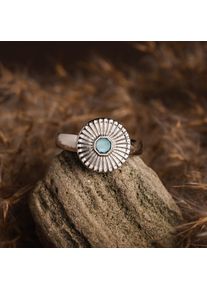 Holzkern Stencil Ring Aquamarin und Silber
