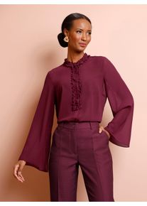 Damen Langarm-Bluse aus duftigem Georgette in bordeaux ,Gr&ouml;&szlig;e 36, WITT, 100% Polyester