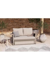 Ambia Garden Loungegarnitur, Braun, Beige, Metall, Kunststoff, Textil, 2-teilig, F&uuml;llung: Polyester,Schaumstoff, einzeln stellbar, 155x65x74 cm, gastro- und objekttauglich, Gartenm&ouml;bel, Loungem&ouml;bel, Loungegarnituren