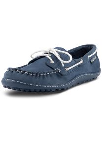 Barfu&szlig;schuh Leguano "MORECASSIN", Damen, Gr. 41, blau, Nubukleder, Schuhe Barfu&szlig;schuh, Schn&uuml;rschuh, Halbschuh, Mokassin mit modischen Durchz&uuml;gen