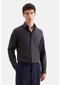 Flanellhemd Seidensticker "Schwarze Rose", Herren, Gr. L (41), normale &Auml;rmell&auml;ngen, schwarz (grau), 100% Baumwolle, unifarben, tailored fit, 2-Knopf-Manschette, Hemden Flanellhemd, Shaped 1/1 Kentkragen Uni