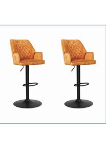 Mid.you , Orange, Goldfarben, Cognac , Textil , 54x100x58 cm , gastro- und objekttauglich, Sitzfl&auml;che 360&deg; drehbar ,