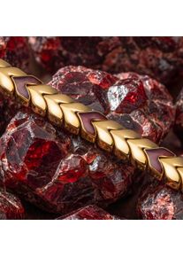 Braccialetti Holzkern per donna Alula (granato/oro) fatto di legno naturale, lunghezza regolabile