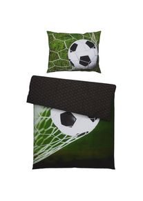 Herding Jugendbettw&auml;sche, Gr&uuml;n, Mehrfarbig, Wei&szlig;, Textil, Fu&szlig;ball, 140x200 cm, Oeko-Tex&reg; Standard 100, atmungsaktiv, hautfreundlich, b&uuml;gelleicht, schadstoffgepr&uuml;ft, Heimtextilien, Bettw&auml;sche & Leint&uuml;cher, Kinderbettw&auml;sche