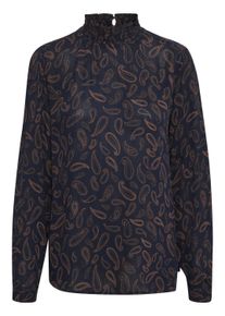 Langarmbluse Kaffe "Damen Bluse langarm KAtinna", Damen, Gr. 38, blau (dunkelblau, toffee paisley print), Obermaterial: 100% Viskose LENZING ECOVERO CV LenzEcov., Blusen Langarmbluse