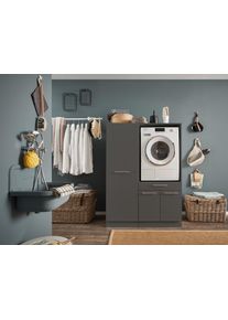 Mehrzweckschrank-Set LAUNDREEZY "LAUNDREEZY LDSK6", grau (anthrazit), B:117,5cm H:162cm T:67,5cm, Holzwerkstoff, Kastenm&ouml;bel-Sets, Mehrzweckschrank-Set, Breite 117,5 cm, Softclose, h&ouml;henverstellbare F&uuml;&szlig;e