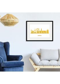 Bild queence "Munich Goldstadt", gold (farbe rahmen: schwarz, farbe bild(er): goldfarben), B:50cm H:40cm, Acrylglas, Holz, Papier, Bilder, Bild, HD Premium Poster-Druck inkl. Holzrahmen