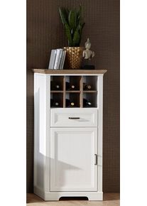 Stauraumschrank Innostyle "Jasmin", wei&szlig; (piniefarbe, wei&szlig;, eichefarben), B:66cm H:136cm T:42cm, Holzwerkstoff, MDF, Metall, Schr&auml;nke, Stauraumschrank, mit Weinregal