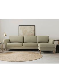 Ecksofa OTTO HOME "MARSEILLE (279/152cm),L-Form, Rec. rechts/links, verschiedene Bez&uuml;ge", beige, B:279cm H:88cm T:152cm, Struktur fein (58% Polyester, 22% Polypropylen);Filzoptik (100% Polyester);Webstoff (100% Polyester), Sofas, Ecksofa, Massivholzbeine Eiche, Landhausstil, Wellenunterfederung