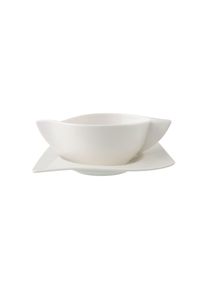 Villeroy & Boch Tasse VILLEROY & BOCH "Suppentasse mit Untertasse NewWave 260 ml wei&szlig;", wei&szlig;, B:15cm H:9,6cm, Porzellan, Trinkgef&auml;&szlig;e, Tasse, Sp&uuml;lmaschinengeeignet, Mikrowellengeeignet