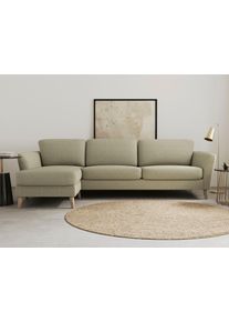 Ecksofa OTTO HOME "MARSEILLE (279/152cm),L-Form, Rec. rechts/links, verschiedene Bez&uuml;ge", beige, B:279cm H:88cm T:152cm, Struktur fein (58% Polyester, 22% Polypropylen);Filzoptik (100% Polyester);Webstoff (100% Polyester), Sofas, Ecksofa, Massivholzbeine Eiche, Landhausstil, Wellenunterfederung