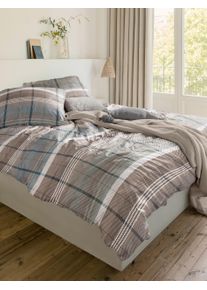 Bettw&auml;sche Irisette "Meran 8771", braun (30 jade), B/L: 155cm x 220cm, 1 Stk., 1 Stk., Biber, B/L: 80cm x 80cm, 2, Biber, Obermaterial: 100% Baumwolle, Bettw&auml;sche, Bettw&auml;sche, Feinbiber, 2 teilig, flauschig