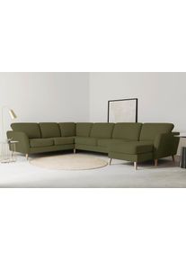 Wohnlandschaft OTTO HOME "MARSEILLE XXL 349cm, U-Form, Ottomane rechts/links w&auml;hlbar", gr&uuml;n (khaki), B:349cm H:88cm T:242cm, Struktur fein (58% Polyester, 22% Polypropylen);Filzoptik (100% Polyester);Webstoff (100% Polyester), Sofas, Wohnlandschaft, Massivholzbeine aus Eiche, In verschieden Bez&uuml;gen und Farbvarianten