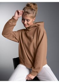 Sweatshirt TRIGEMA "TRIGEMA D&uuml;nner Oversize-Hoodie", Damen, Gr. XL, braun (haselnuss), Sweatware, 50% Baumwolle, 50% Polyester, Basic, Sweatshirts Sweatshirt