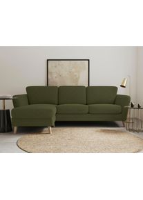 Ecksofa OTTO HOME "MARSEILLE (242/152cm),L-Form, Rec. rechts/links", gr&uuml;n (khaki), B:242cm H:88cm T:152cm, 85% Polypropylene, 15% Polyester, Sofas, Ecksofa, Massivholzbeine aus Eiche, in verschieden Bez&uuml;gen und Farbvarianten