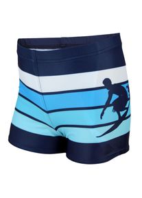 Badehose AQUARTI "Badehose Jungen Badehose Gestreift mit Motiven", Jungen, Gr. 158, N-Gr, blau (dunkelblau, blau), Obermaterial: 80% Polyester PES. 20% Elasthan EL., Badehosen Badehose