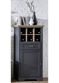 Stauraumschrank Innostyle "Jasmin", grau (graphitfarben, eichefarben), B:66cm H:136cm T:42cm, Holzwerkstoff, MDF, Metall, Schr&auml;nke, Stauraumschrank, mit Weinregal