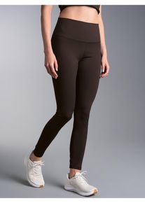 Leggings TRIGEMA "TRIGEMA Leggings mit reflektierendem Schwinge", Damen, Gr. XXL, Normalgr&ouml;&szlig;en, schwarz (mocca), Single Jersey, 75% Nylon, 25% Elasthan, Hosen Leggings