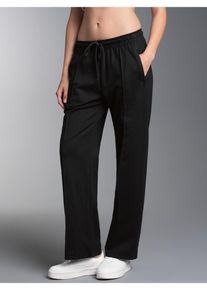 Jerseyhose TRIGEMA "TRIGEMA Freizeithose mit weitem Bein und Elastikbund", Damen, Gr. XXL, Normalgr&ouml;&szlig;en, schwarz, Sweatware, 70% Baumwolle, 30% Polyester, Basic, Hosen Jerseyhose