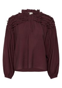 Langarmbluse Kaffe "Damen Bluse langarm KAnicole", Damen, Gr. 40, braun (fudge), Obermaterial: 85% Viskose CV. 15% Nylon NY., Blusen Langarmbluse