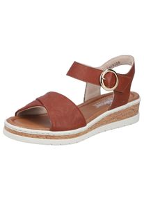 Keilsandalette Rieker, Damen, Gr. 43, Synthetik Textil, braun (cognac), Lederimitat, unifarben, Schuhe Keilsandalette, Sommerschuh, Urlaubsschuh, Sandale mit Klett