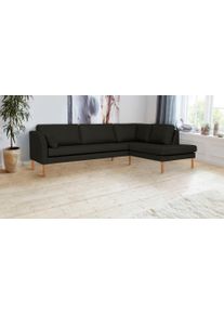 Ecksofa Andas "Grenzda, L-Form", schwarz (mittelbraun), B:255cm H:88cm T:196cm, Struktur (100% Polyester), Sofas, Ecksofa, mit Holzf&uuml;&szlig;en