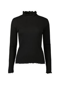 Langarmshirt Blue Seven "Rollkragenpullover", Damen, Gr. 40, 9991, schwarz, 50% Modal, 45% Baumwolle, 5% Elasthan, normal, V-Ausschnitt, Shirts Langarmshirt