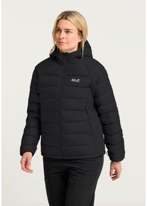 Daunenjacke Jack Wolfskin "WILD PASS DOWN HOODY W RDS", Damen, Gr. S (36), schwarz, Obermaterial: 100% Polyester. F&uuml;llung: 90% Daunen, 10% Sonstige Fasern. Futter: 100% Polyester, Jacken Daunenjacke, mit Kapuze, warm gef&uuml;ttert, wind- und wasserabweisend, leicht