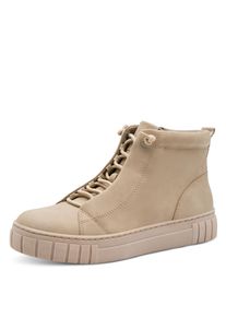 Slip-On Sneaker Marco Tozzi, Damen, Gr. 42, beige (taupe), Nubuklederimitat, unifarben, used, Schuhe Slip-On Sneaker, Plateau, Boots, Slip On mit elastischem Schn&uuml;rsenkeln