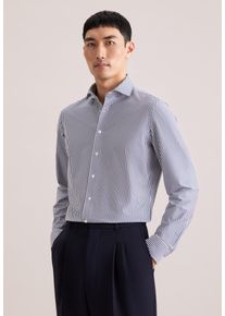 Businesshemd Seidensticker "Schwarze Rose", Herren, Gr. XL (43), normale &Auml;rmell&auml;ngen, grau, 94% Baumwolle, 6% Elasthan, gestreift, slim fit, 2-Knopf-Manschette, Hemden Businesshemd, Slim 1/1 Kentkragen Gestreift