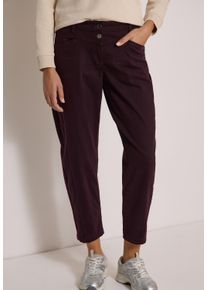 Stoffhose Cecil "Style Scarlett", Damen, Gr. 26, L&auml;nge 28, lila (berry rot (l&auml;nge 28)), Web, Obermaterial: 65% Baumwolle, 33% Lyocell, 2% Elasthan. Futter: 100% Baumwolle, 7/8-L&auml;nge, Hosen Stoffhose, Mid Waist, Barrel Leg, Baumwollmix