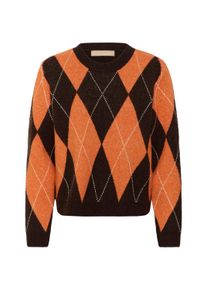 Strickpullover Culture "Damen Strickpullover CUargyle", Damen, Gr. M, braun (braun argyle), Obermaterial: 42% Polyester PES. 33% Baumwolle CO. 11% Polyacryl PAN. 7% Wolle mw. 5% Polyamid PA., Pullover Strickpullover