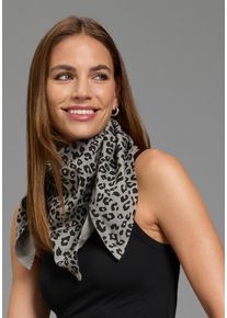 Modeschal Laura Scott, Damen, grau (grau melange, schwarz), Feinstrick, Viskosemischung, bedruckt, gemustert, Modet&uuml;cher Modeschal