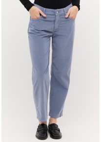 Cordhose Angels "EVY", Damen, Gr. 36, L&auml;nge 28, blau (chalk blau), Cord, Obermaterial: 75% Baumwolle, 23% Polyester, 2% Elasthan, unifarben, relaxed fit 7/8-L&auml;nge, Hosen Cordhose, Relaxed Fit, moderne O-Shape Form