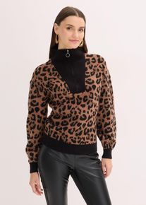 Maglione con mezza zip, Nero, Taglia 42/44 (S), bonprix