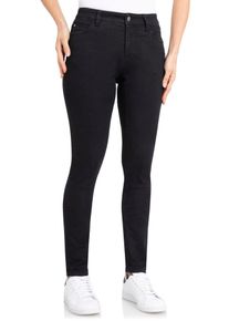 Skinny-fit-Jeans WONDERJEANS "niedrige Leibh&ouml;he", Damen, Gr. 44, L&auml;nge 32, schwarz (schwarz denim), Denim/Jeans, Obermaterial: 65% Baumwolle, 29% Polyester, 6% Elasthan, Abriebeffekte, figurbetont kn&ouml;chellang, Jeans Skinny-fit-Jeans, Schmaler Skinny-Fit in hochelastischer Qualit&auml;t