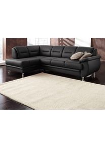 Sit & More Ecksofa SIT & MORE "Mailand L-Form, B: 250 cm, Leder, Komfortsitzh&ouml;he 46 cm", schwarz, B:250cm H:85cm T:164cm, Luxus-Kunstleder;Kunstleder Softlux;NaturLEDER (echtes Rindleder)/Korpus passendes Kunstleder Softlux;Luxus-Microfaser Altara Nubuck (100% Polyester), Sofas, Ecksofa, optional Schlaffunktion, Liegefl&auml;che: 194x122cm, Komfortpolsterung