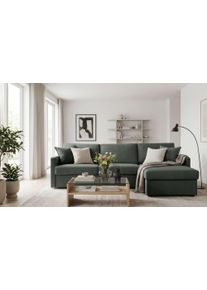Schlafsofa OTTO HOME "GOLDPOINT Ecksofa 264 cm, Liegefl&auml;che (140/200cm), L-Form", gr&uuml;n (grau), B:264cm H:85cm T:157cm, Bezug: 100% Polyester, Sofas, Schlafsofa, Bettfunktion, Bonell-Federkernmatratze und Dauerschl&auml;fer-Funktion