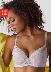 B&uuml;gel-BH Lascana "BH mit B&uuml;gel, Spitzen-BH", Damen, Gr. 85, Cup D, wei&szlig;, Spitze, Obermaterial: 88% Polyamid, 12% Elasthan, BHs B&uuml;gel-BH, als Dessous-Set kombinierbar, aus feiner Jacquardspitze, sexy Dessous